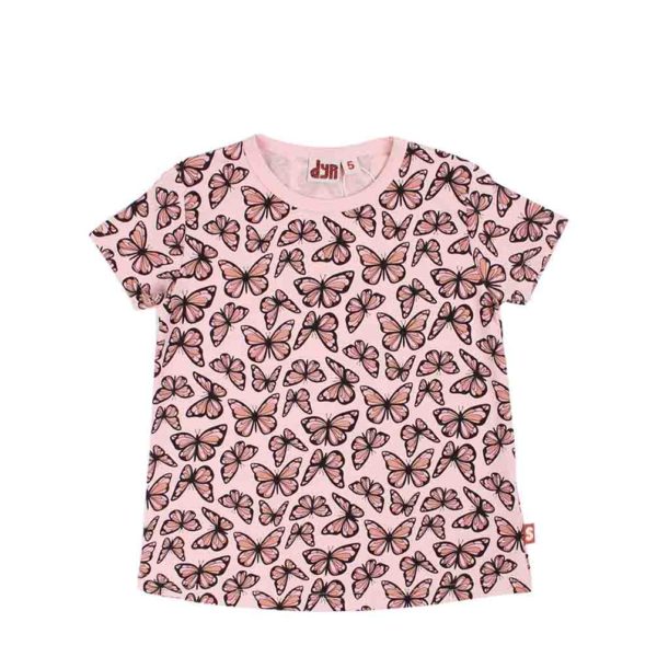 DYR - T-shirt med sommerfugle, lyserød