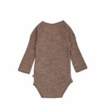 Musli by green cotton baby rib uld body krydslukning merinould brun melange