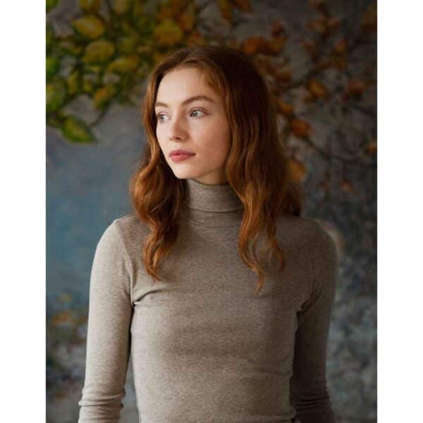 Serendipity Rullekrave bluse gråbrun