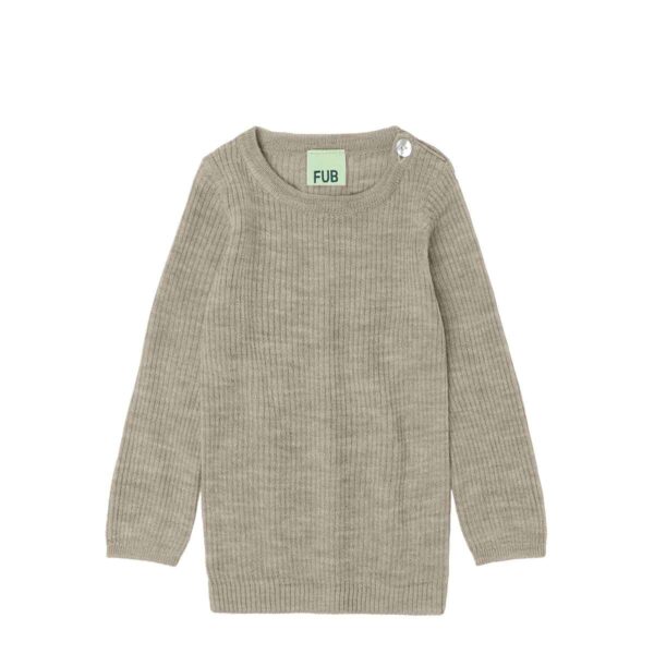 FUB Baby uldtrøje i rib beige melange