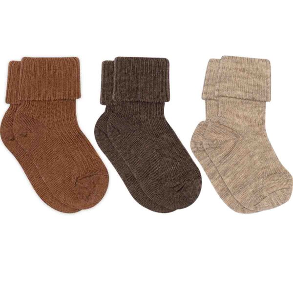 mp Denmark Uld babystrømper 3 pak brun