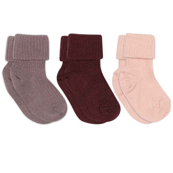 mp Denmark Uld babystrømper 3 pak rosa